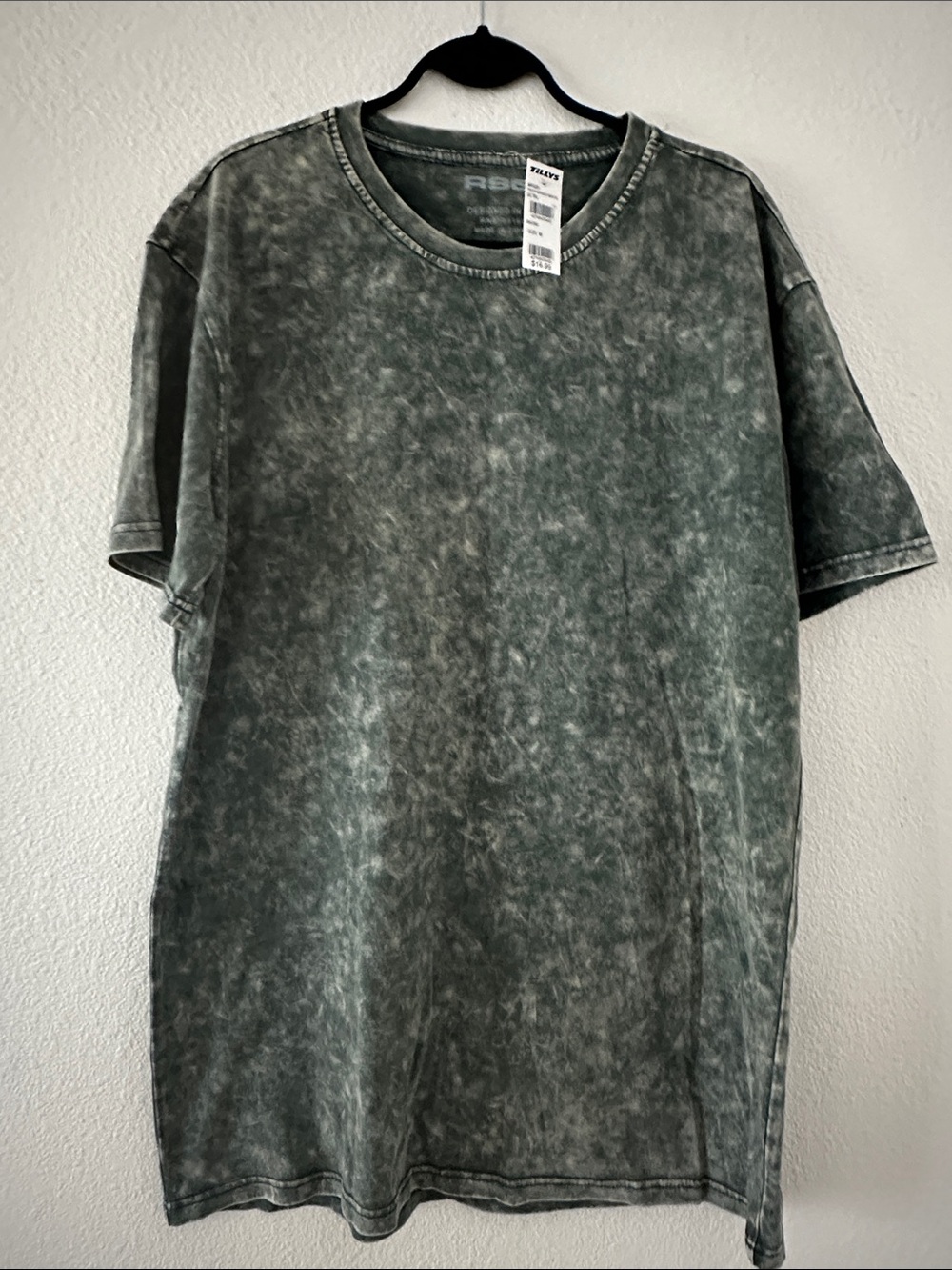 New! Mens RSQ Oversized Mineral Wash Crewneck Tee - Gray, sz M